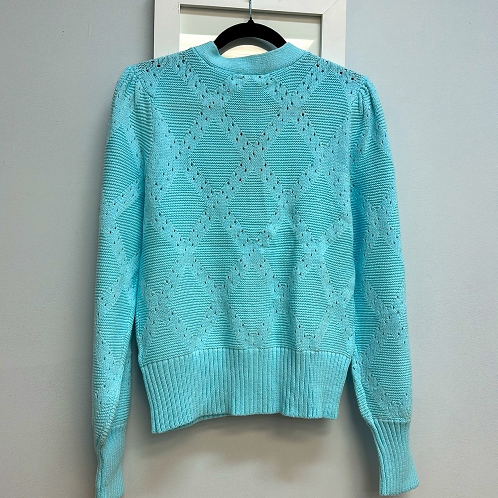 Crown and Ivy Aqua Scoop button down sweater - Picture 6 of 6